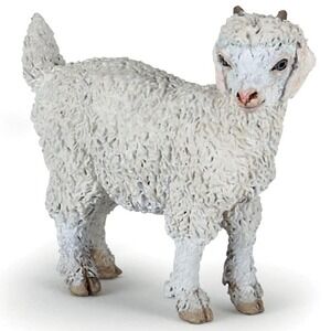 Young Angora Goat Figurine - Hand Painted Farm Animal Figure - New Papo 51171